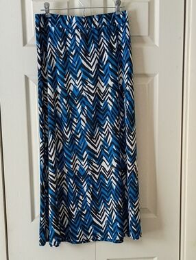 Christopher & Banks Blue and White Chevron Maxi Skirt